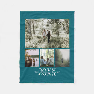 Photo Collage Instagram Name and Year Personalized Fleece Blanket