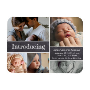 Photo collage Introducing Baby Birth Announcement Magnet