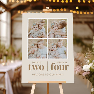 Photo Collage Joint Birthday Welcome Sign