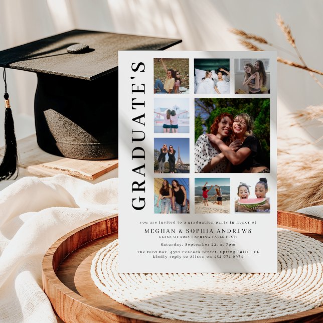 Photo Collage Joint Graduation Invitation (Creator Uploaded)