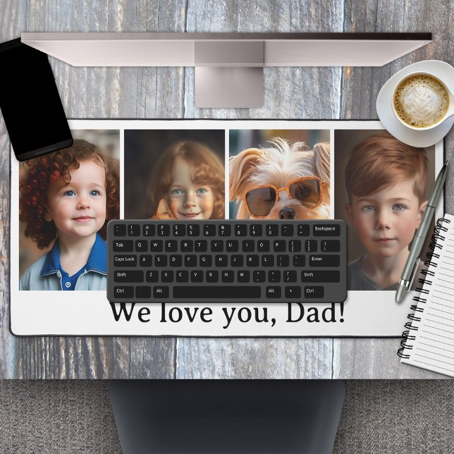 Photo Collage Just Love Desk Mat (Desk mat featuring a template for 4 of your own favorite photos. Choose your own background color)