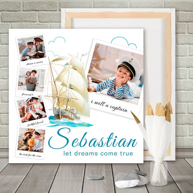 Photo Collage Little Boy Captain with a Ship Foam Board (Creator Uploaded)