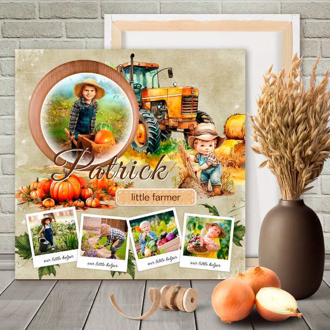 Photo Collage Little Boy Farmer in Garden Foam Board (Creator Uploaded)