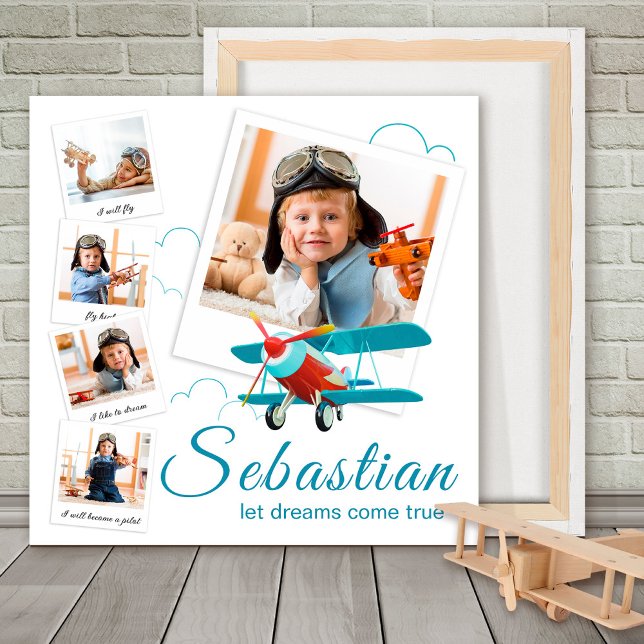 Photo Collage Little Boy Pilot with Airplane Foam Board (Creator Uploaded)