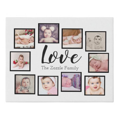 Photo Collage LOVE 10 Photo Family Faux Canvas Print