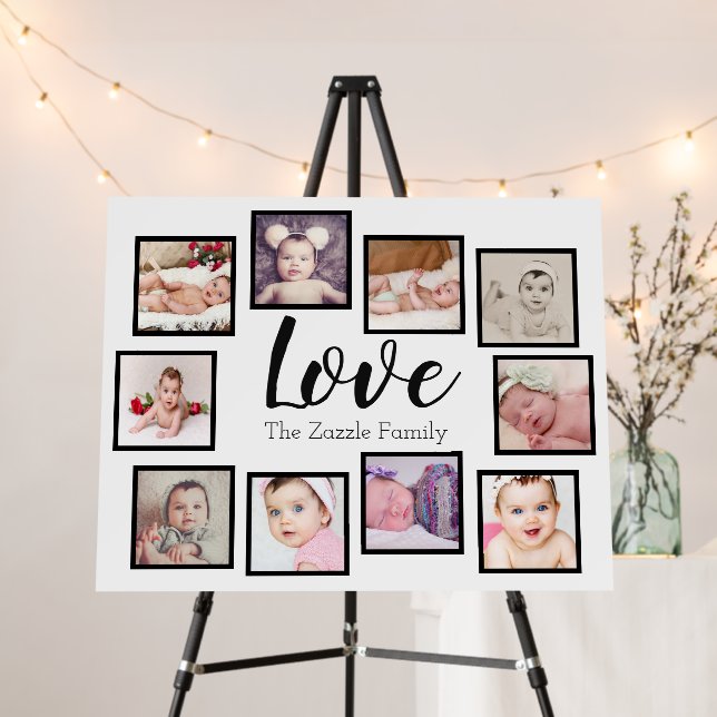 Photo Collage LOVE 10 Photo Family Foam Board (In Situ (Stand))
