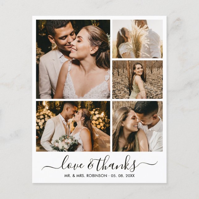 Photo Collage Love and Thanks Wedding Thank You  (Front)
