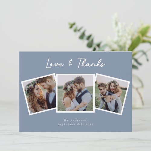 Photo Collage Love and Thanks Wedding Thank You Card