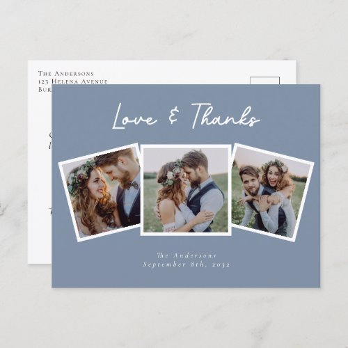 Photo Collage Love and Thanks Wedding Thank You Postcard