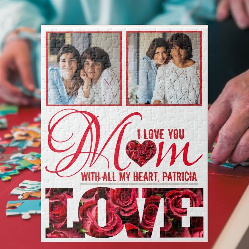 Photo Collage Love Mom Keepsake Modern Mothers Day Jigsaw Puzzle