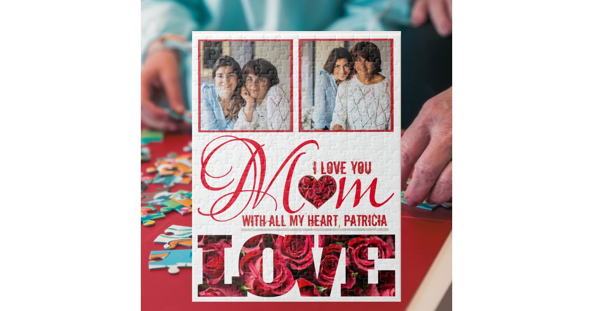 Photo Collage Love Mom Keepsake Modern Mothers Day Jigsaw Puzzle | Zazzle
