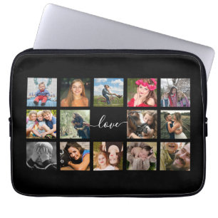 Photo Collage Love Script Laptop Sleeve