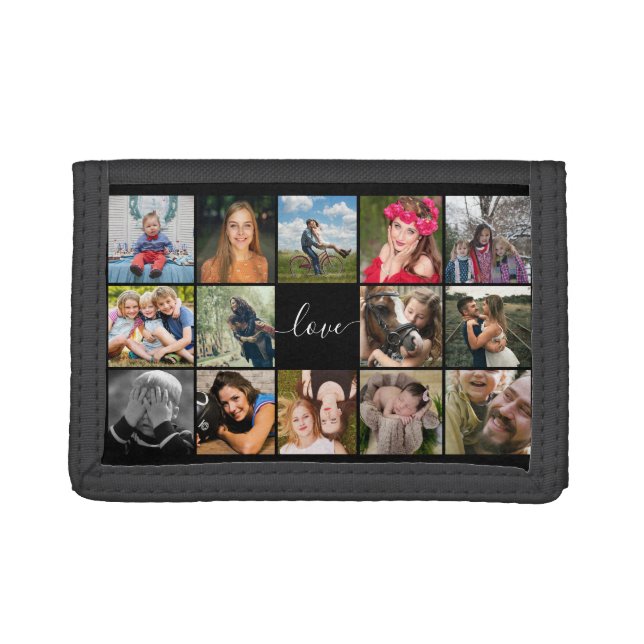 Photo Collage Love Script Trifold Wallet (Front)