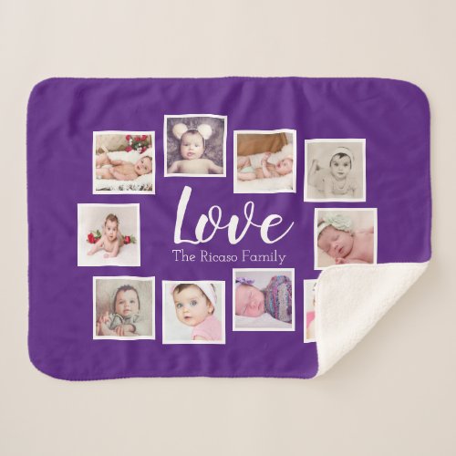 Photo Collage LOVE Themed Unique Personalized Sherpa Blanket