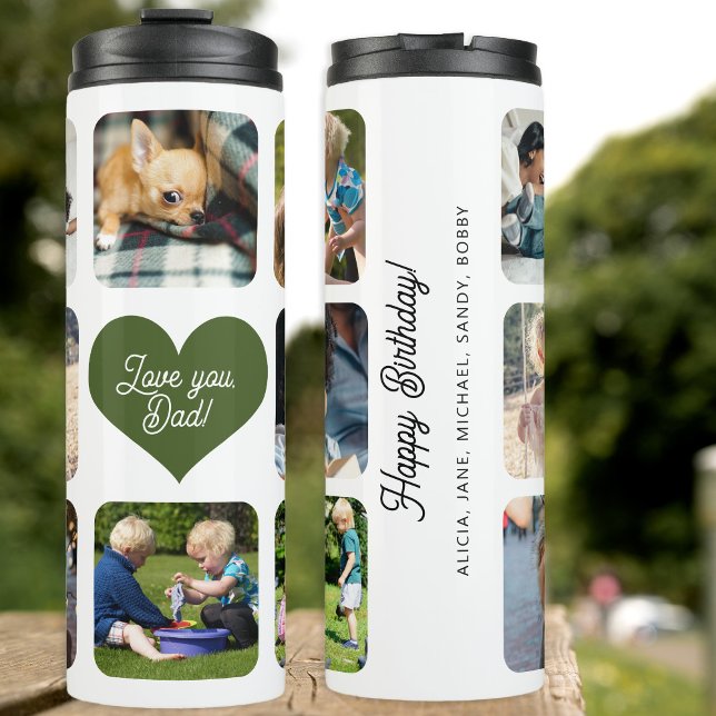Photo collage love you dad text personalized thermal tumbler (Creator Uploaded)
