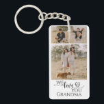 Photo Collage Love You Modern Heart Script Grandma Keychain<br><div class="desc">Customizable photo collage with "love" you in modern script with hearts with personalized text,  add your own photos and personalized to "we,  or i" love you,  could be made for dad,  mom,  grandparents,  and more.</div>