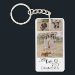 Photo Collage Love You Modern Heart Script Grandma Keychain<br><div class="desc">Customizable photo collage with "love" you in modern script with hearts with personalized text,  add your own photos and personalized to "we,  or i" love you,  could be made for dad,  mom,  grandparents,  and more.</div>