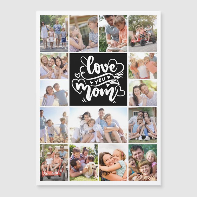 Photo Collage Love You Mom 15 Pictures Card (Front)