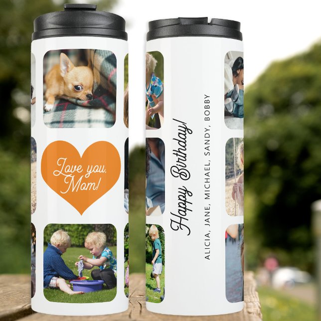 Photo collage love you mom text personalized thermal tumbler (Creator Uploaded)