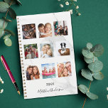 Photo collage marble monogram white 2024 planner<br><div class="desc">Make your own unique family photo collage as a gift or for yourself. Use four, 9 of your favorite photos of your family, friends, dream travel destination or pet! Personalize and add a name and a year. The name is written with a modern hand lettered style script. A modern white...</div>