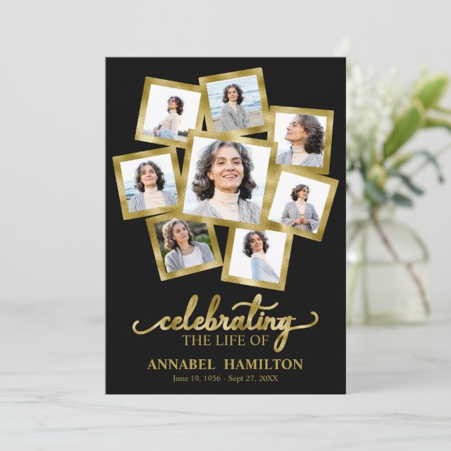 Photo Collage Memorial Funeral Cards For Service (Standing Front)