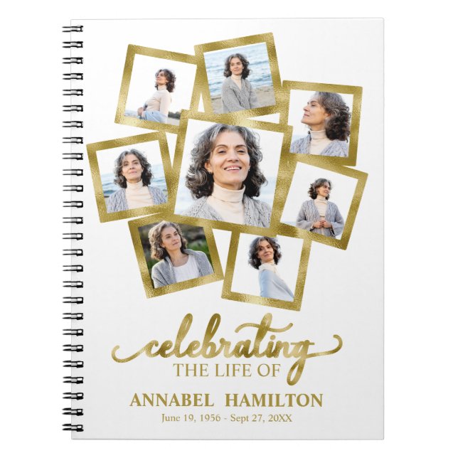 Photo Collage Memorial Funeral Guest Book (Front)