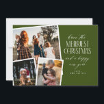 Photo Collage Merriest Christmas Red and White Invitation<br><div class="desc">Spread holiday cheer with our personalized Christmas card featuring a festive photo collage! This elegant design showcases three of your favorite photos framed in a classic red and white color scheme. Perfect for sharing special memories with family and friends, this card combines modern style with a timeless holiday feel. Personalize...</div>
