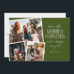 Photo Collage Merriest Christmas Red and White Invitation<br><div class="desc">Spread holiday cheer with our personalized Christmas card featuring a festive photo collage! This elegant design showcases three of your favorite photos framed in a classic red and white color scheme. Perfect for sharing special memories with family and friends, this card combines modern style with a timeless holiday feel. Personalize...</div>