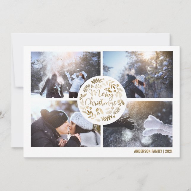 Photo Collage Merry Christmas Holiday Card (Front)