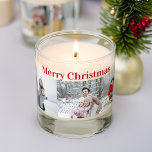 Photo collage Merry Christmas red elegant Scented Candle<br><div class="desc">Photo collage Merry Christmas red typography personalized scented candle Christmas gifts,  5 pictures with personalized greeting text editable template candle,  a lovely Christmas gift idea</div>