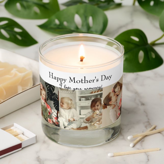 Photo Collage & Message - Personalized Gift |  Scented Candle (Lit)