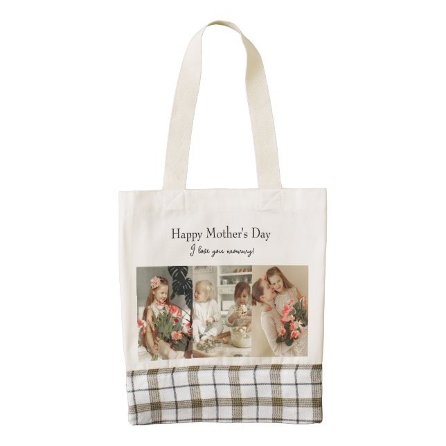 Photo Collage & Message - Personalized Gift |  Zazzle HEART Tote Bag (Front)