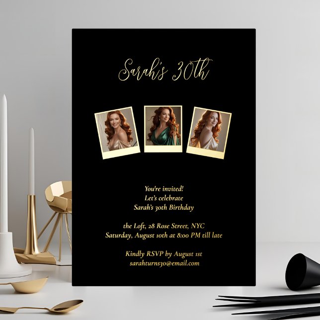 Photo Collage Milestone Birthday  Foil Invitation (Creator Uploaded)