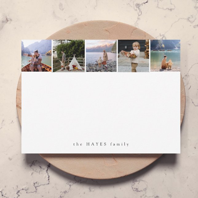 Photo Collage Minimalist Clean Simple White Note Card (Creator Uploaded)