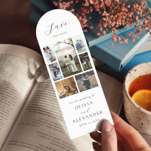 Photo Collage Minimalist Save the Date Wedding Bookmarks