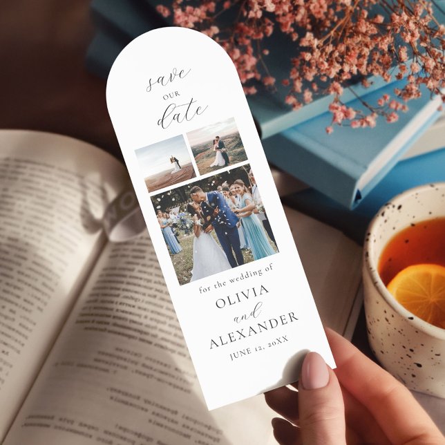 Photo Collage Minimalist Save the Date Wedding Bookmarks (Creator Uploaded)