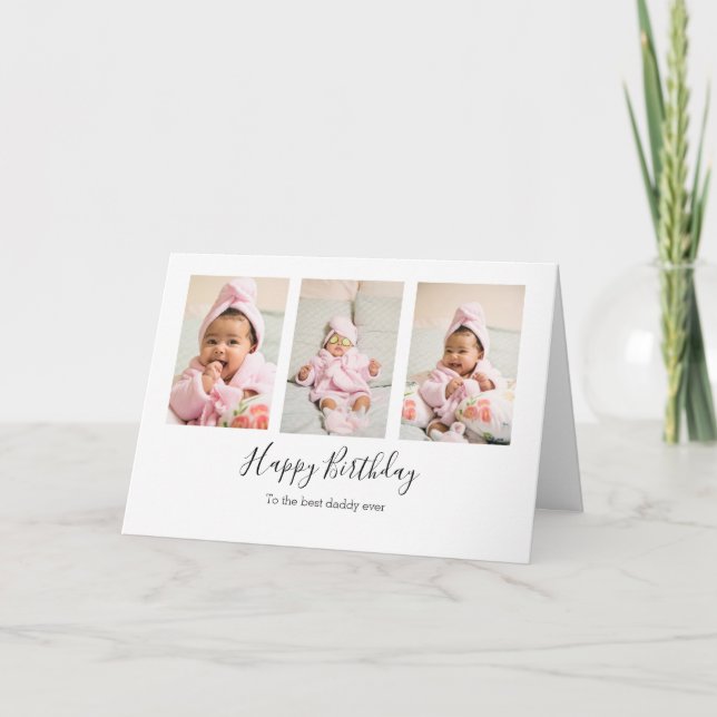 Photo Collage Modern daddy's birthday Card (Front)