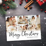 Photo Collage Modern Family Christmas Holiday Card<br><div class="desc">Take the time this year to create a beautiful and personalized family Christmas card. Featuring a minimalist white background,  these 4-photo templates allow you to replace the photos with your own special memories and your family name. There is also a message that you can personalize!</div>