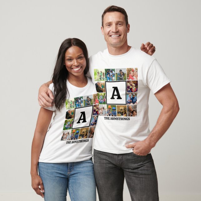 Photo Collage | Modern Family Initial Monogram T-Shirt (Unisex)