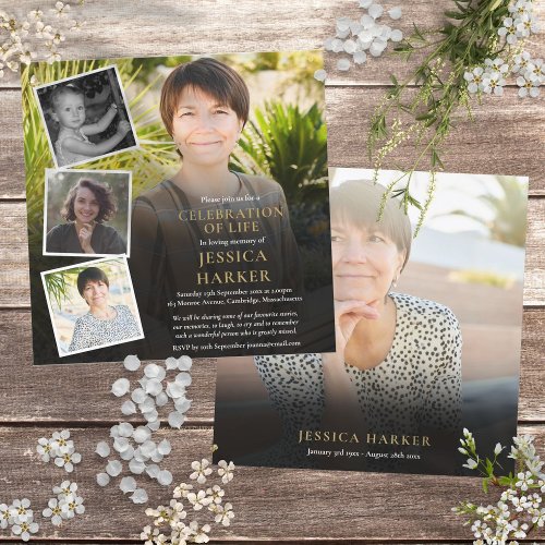 Photo Collage Modern Funeral Celebration of Life Invitation