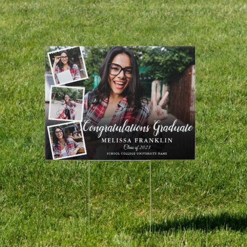 Photo Collage Modern Graduate Congrats Sign