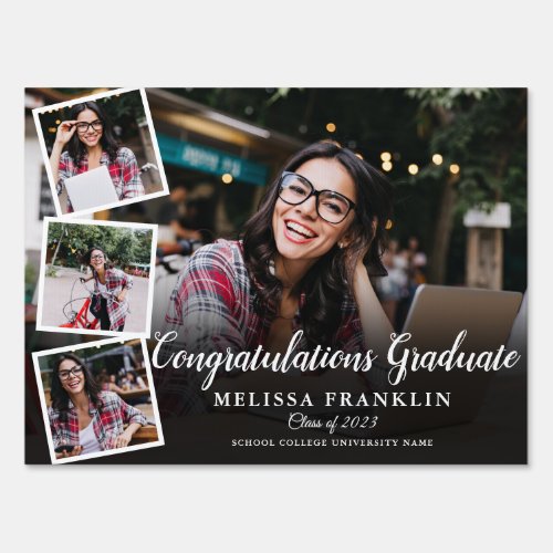 Photo Collage Modern Graduate Congrats Sign