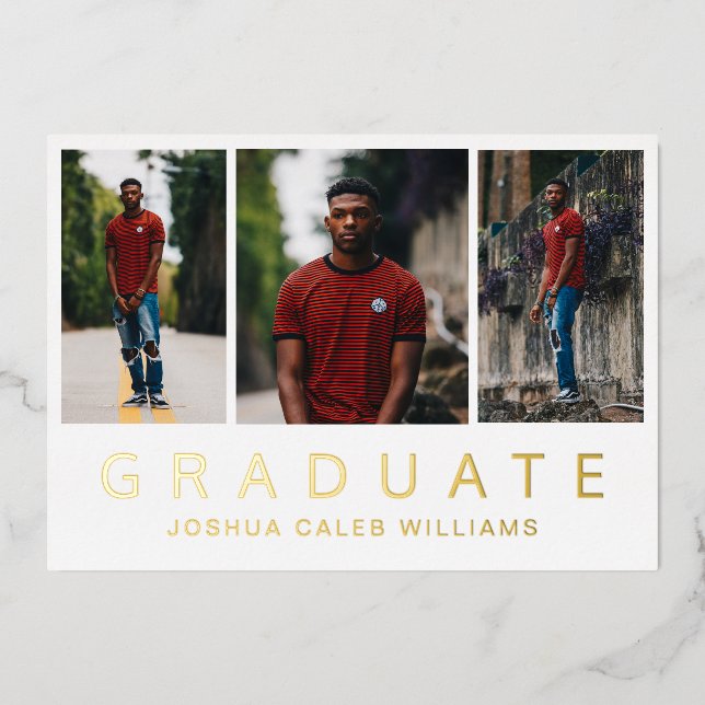 Photo Collage Modern Graduation Announcement (Front)