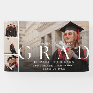 Photo Collage Modern Graduation Party Banner