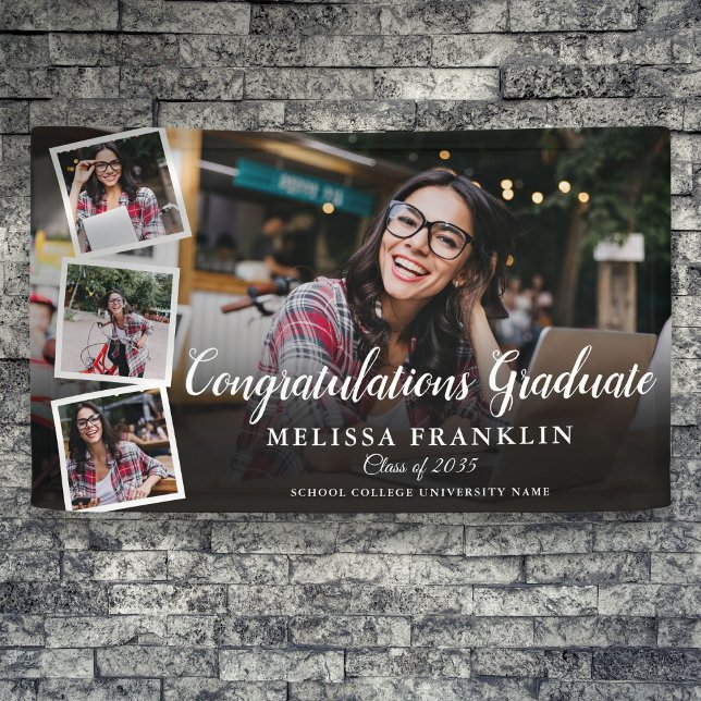 Photo Collage Modern Graduation Party Banner (Photo Collage Modern Graduation Party Banner)