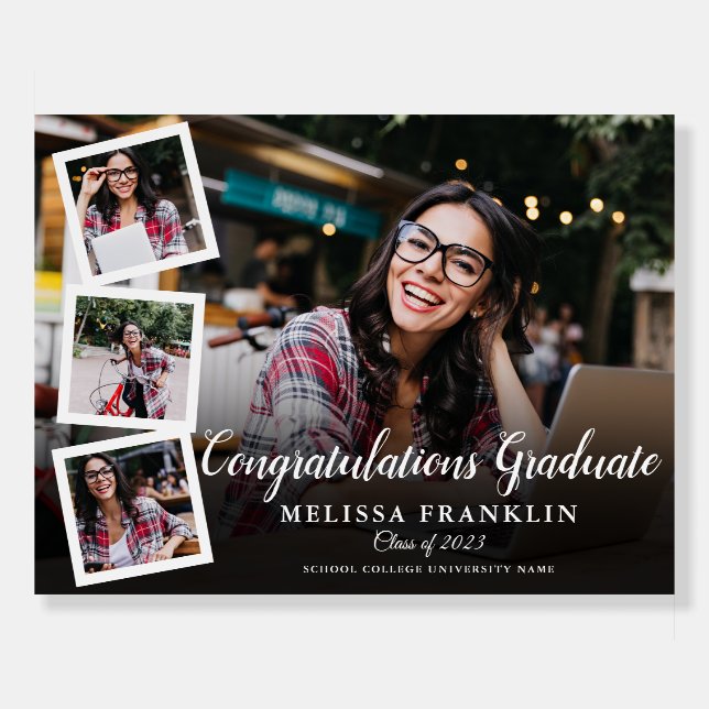 Photo Collage Modern Graduation Party Sign (Front)