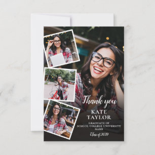 Photo Collage Modern Graduation Thank You Card