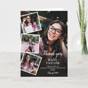Photo Collage Modern Graduation Thank You Card