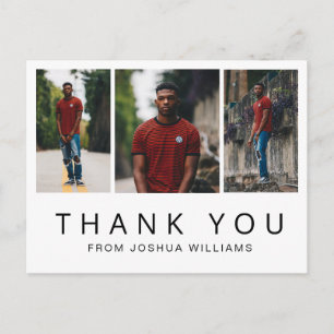 Photo Collage Modern Graduation Thank You Postcard