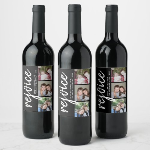 Photo Collage _ Modern Holiday Rejoice _ Wine Label